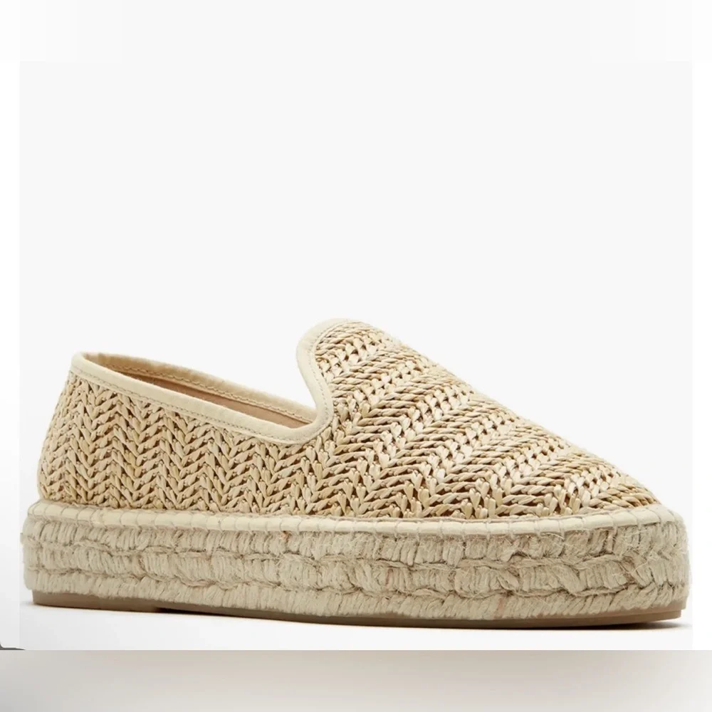NWOT La Canadienne Clay Rattan Platform Loafer size 8